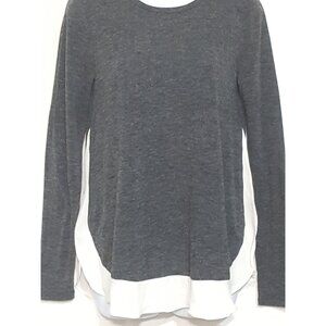 Ann Taylor Loft Women Tunic Top Blouse Size XS Heather Black Contrast Hem Long S